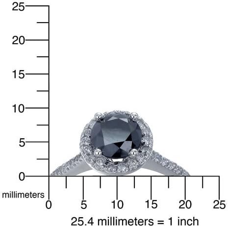 Miniatura 4 de Vir Jewels 10K White Gold Black Diamond Engagement Ring (1.50 CT)
