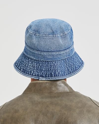 Image of Zylioo Oversized Denim Bucket Hat, XXL XL L M Fisherman Sun Hat with Chin Cord, Washed Jean Packable Summer Travel Hat