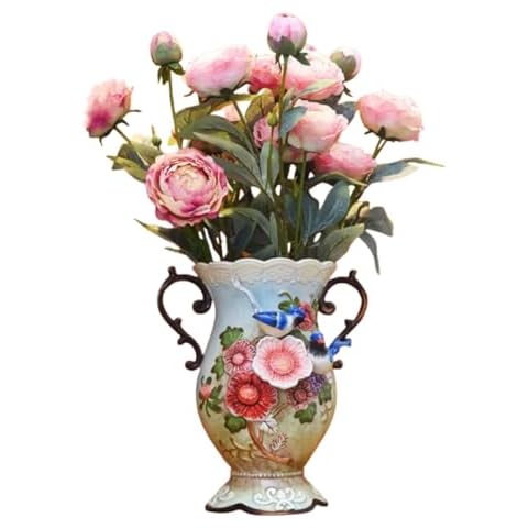 Minigift Large Ceramic Vase,3D Hand-Painted Magpies and Azaleas Home Decor Bouquet Holder-11.8H Inches Cover