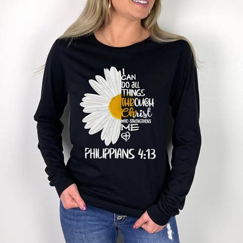 Love in Faith | I Can Do All Things Daisy | Christian T-Shirts for Women | Faith-Based | Christian Gifts4