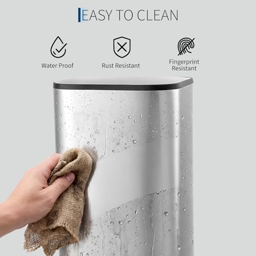 Caneca de basura de acero inoxidable 14 galones 51L con tapa suave miniatura 2