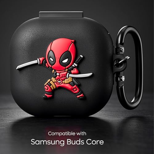 Image of kapture case Compatible with Samsung Galaxy Buds Core /Samsung Galaxy Buds Core case Cover with Hook,Cover with Silicone 360 Protection (BL-Pnther) (Dead-Pl)