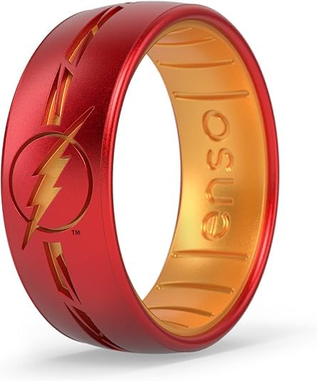Enso Rings DC Comics Collection - Breathable Silicone Ring - Etched Design - Comfortable and Safe - The Flash - Size 5