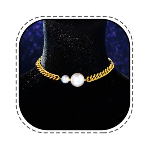 EVILD Cuban Choker Necklace Gold Pearl Necklace Boho Chunky Link Chain Necklaces for Women Cover