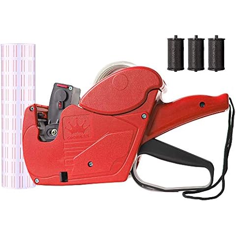 HC Kenshin CN979 Price Gun, Price Label Gun, with 5000 Sticker Labels and 3 Ink Wheels. Price Sticker Kit for Office, Retail Shop, Grocery Store(Red) Cover