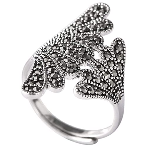 Bague sirène en argent S925 ajustable au design vintage pour femme