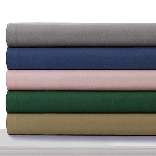 Tribeca Living King German Flannel Pillowcases, Set of 2, 200-GSM Heavyweight Cotton, Emerald Green
