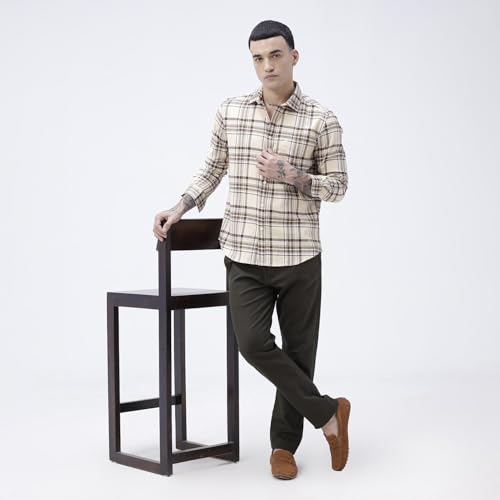 Image of BASICS 100% Cotton Checked Shirt for Men | Slim Fit | Everyday Smart Casual Wear | Full Sleeve
