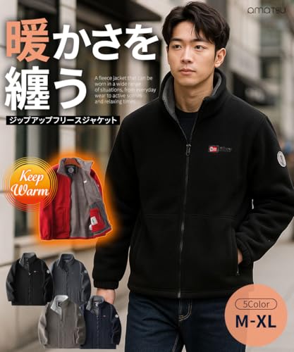 amatsu フリースジャケット メンズ L ブラック