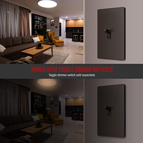 Image of ENERLITES Screwless Toggle Switch Wall Plate, Child Safe Light Switch Cover, Standard Size 1-Gang 4.68 inch x 2.93 inch, Unbreakable Polycarbonate Thermoplastic, UL Listed, SI8811-BR, Glossy, Brown