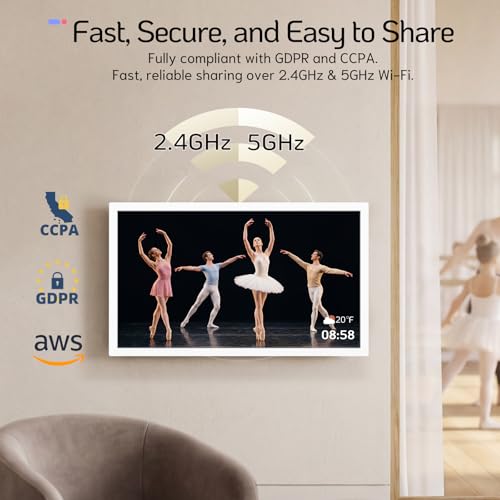 Image of NexFoto 24 Inch Large Digital Picture Frame Touchscreen, WiFi Electronic Photo Frame 64GB, Add Photos from Google Photos, Videos via App /USB, Gifts for Christmas /Mom /Grandparents, White