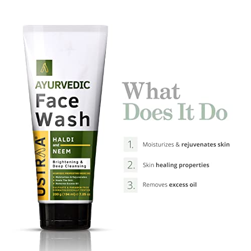 Ustraa Ayurvedic Haldi & Neem Face Wash -200g, Brightening & Deep Cleansing, No Sulphate, No Paraben - Image 4