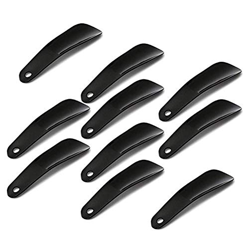 XMHF 4 Inches Shoes Horn Small Black Durable Plastic Fit Your Heel Children Shoes Horn 10Pcs
