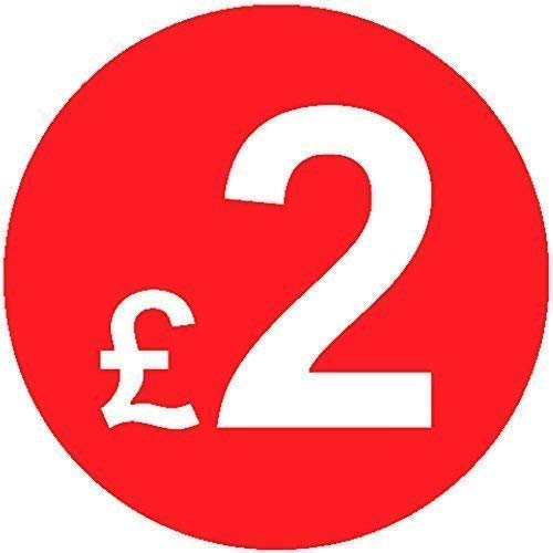 Pack of 500-20mm Price Stickers/Labels - Choose from 10p to £95 - Bright Red - Many Prices to Choose from (£2 - Red) — image 1