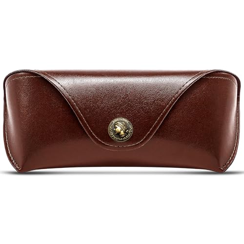 Image of SUNGAIT Sunglasses Case for Men Women: Portable Leather Eyeglasses Case Hard Shell - Slim Case for Multiple Sunglasses