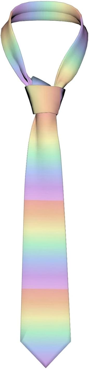 Pastel Rainbow Gradient MenS Skinny Neck Ties Novelty Fashion Necktie For Weddings Party Business