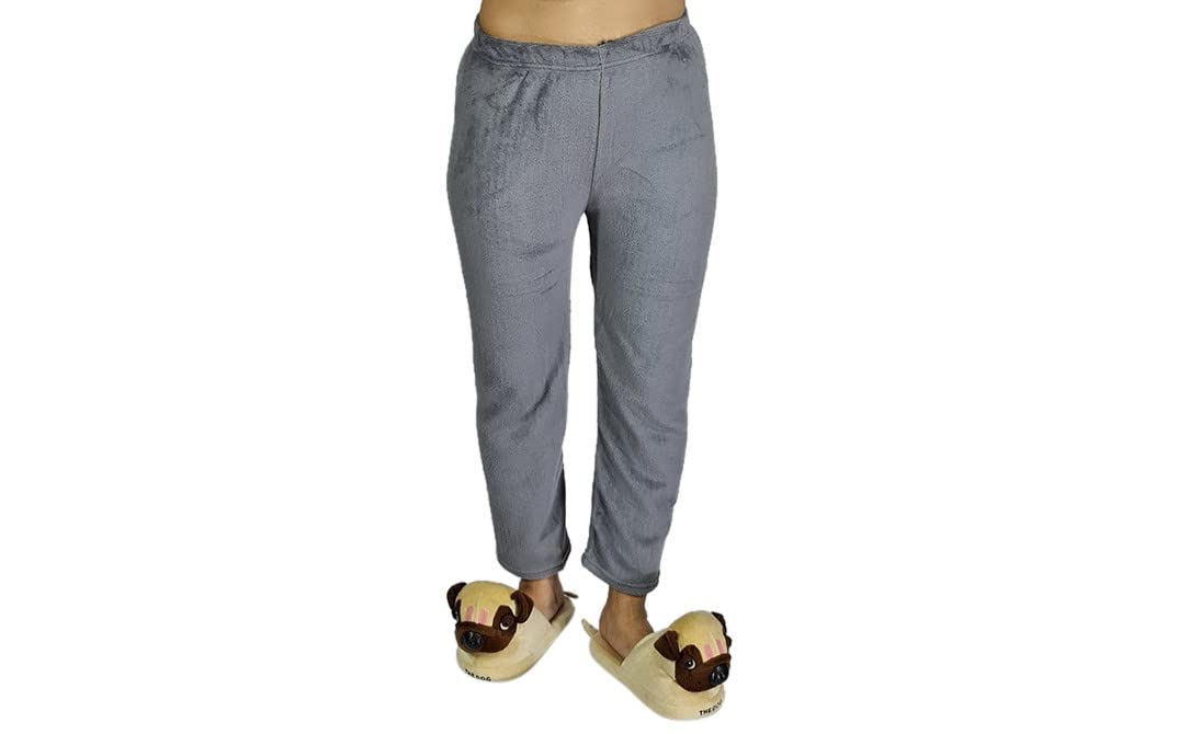 (Pack of 1 Women Ladies Girls Warm Winter Woolen Fleece Grey Pyjamas Night Pant Lounge Pant-image-17