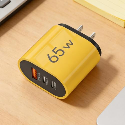 Zasilacz sieciowy, 3 porty 65 W, bezpieczny i szybki adapter ładowania USB A do telefonu, laptopa, biura, mieszkania, salonu, podróży i transferu pracy