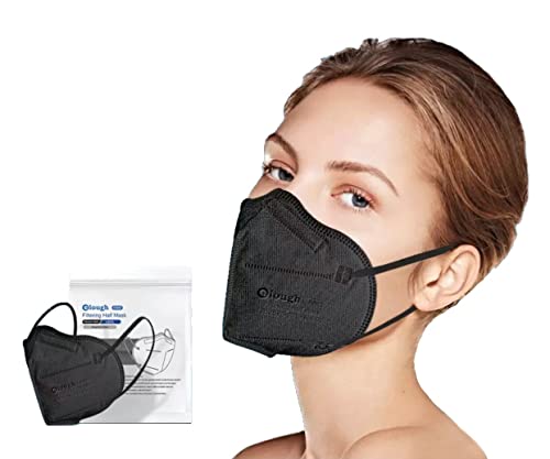 Máscara KN95 Adulto CONCHA PRETA PFF2 FFP2 Half-fold 5 Camadas Clip Nasal Embutido Alças de Orelha F