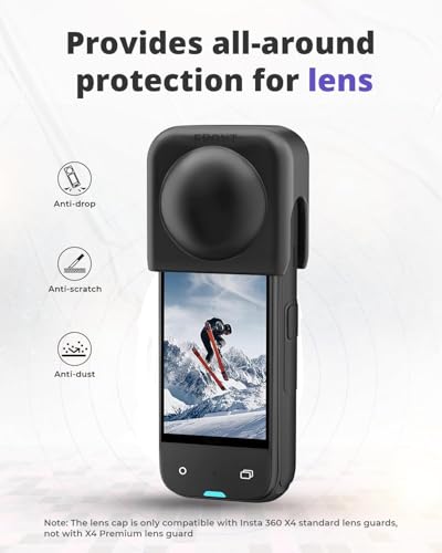 Image of VERTUS Removable Silicone Lens Cap for Insta 360 X5 / X4 Lens Guard (Black)