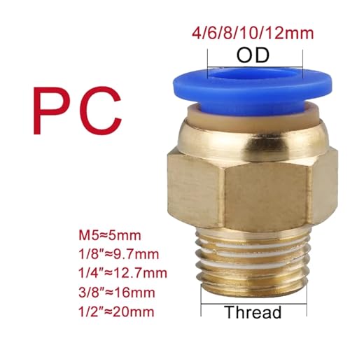 Conectores de aire de alta precision PL 12mm con rosca de 1/2 para sistemas neumaticos estables 6