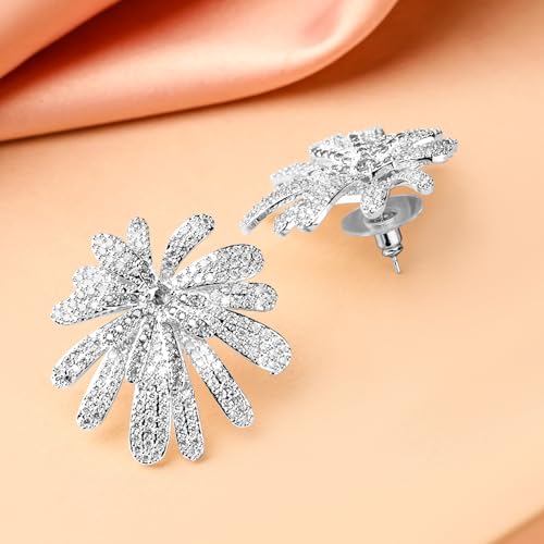 Image of Rubans Stud Earrings American Diamond Zirconia Stylish Jewellery Gift for Women & Girls
