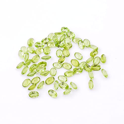 Aura Gems Peridot Oval Shape Brilliant Cut, Peridot Loose Gemstone For Jewelry Making, Birthstone, Natural Green Peridot Bulk Gemstone Deal (4 Stone Pack, Brilliant Cut, 6X4 Mm) #TOP2