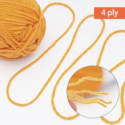 Image of NICEEC 300g Soft Assorted Colors Yarn - Sport Weight,100% Acrylic, 4 Ply, Bonbons Yarn for Crochet & Knit, DIY Project Starter Kit for Kids or Adults(Total 870yds) - Bright Yellow