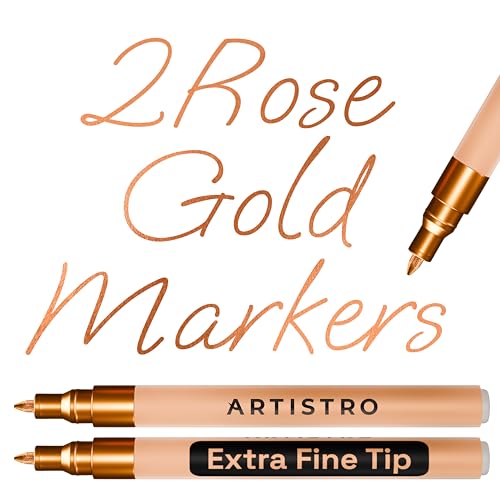 Artistro 2 Rose Gold Acrylic Paint Markers - 0.7Mm Extra Fine-Tip Paint Pens - Perfect For Crafting, Art Projects, &Amp; More