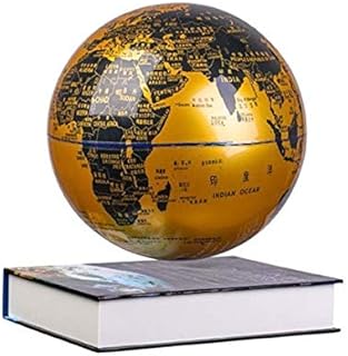 地球の変色3D磁気浮上地球のランプの夜のライト14cm回転世界のフローティングランプ家の装飾ホリデーギフトグローブ (Emitting Color : Golden, Plug Type : EU)