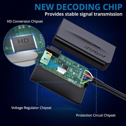 Image of AUTOUTLET Wii to HDMI Converter 1080P with 6ft High Speed HDMI Cable Wii2 HDMI Adapter with Blue Indicator, Output Video&Audio with 3.5mm Jack Audio Compatible with Full HD Devices