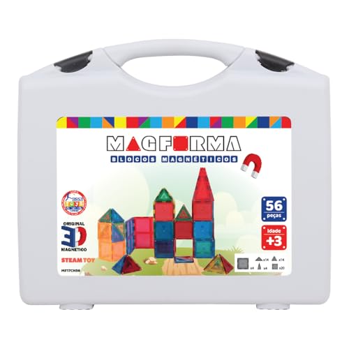 Blocos Magnéticos Magforma 56 peças jogos magnéticos educativo