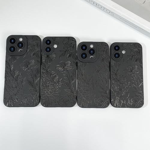 Coque fleur noire iPhone 16 Pro accessoire tendance pour femmes
