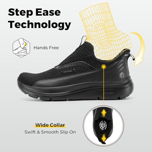FitVille Men's Extra Wide Slip on Walking Shoes with Arch Support Men Slip on Sneakers for Foot Pain Relief-Stepease V23