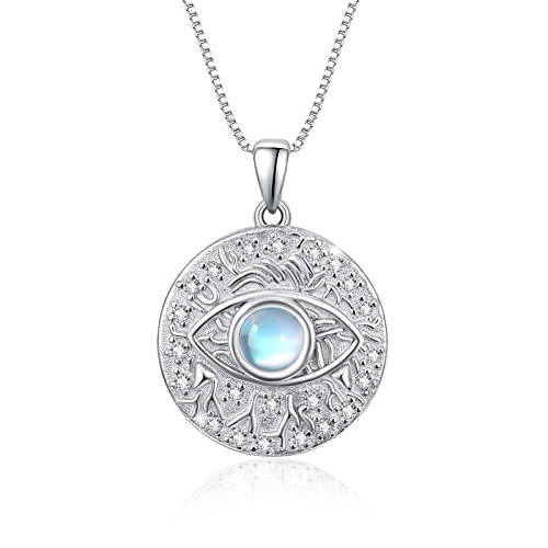 TUGHRA Evil Eye Necklace S925 Sterling Silver Evil Eye Pendant Necklaces Protection Jewelry Amulet Gift for Women Girls Boys Men Birthday Anniversary - Main Image