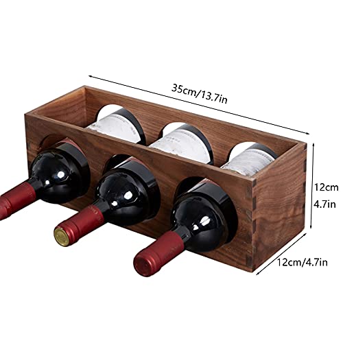 Soporte para 3 botellas de vino de madera nogal miniatura 2