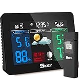 🎄【2020 Neueste Version Multifunctional Funkwetterstation】Unsere Wetterstation hat 15 Funktionen. Wetterprognose, Funkuhr, Drahtlose Übertragung, Mondphase, Schlummerfunktion, Bis zu 3 Kanäle, Farbdisplay, Datum, Wecker, Temperaturverlauf, Thermometer, Hygrometer, 3 Helligkeitsauswahl, 12/24 Wahlstunde, Wahl von ° C / ° F.