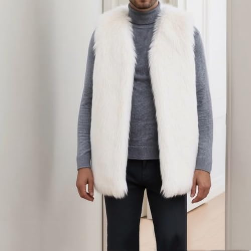 Image of Colf Men's Winter Sleeveless Faux Fur Vest Short Coat | Mens Faux Fur Jacket, Short Coat , Sleeveless Waistcoat, Winter Overcoat, Fluffy