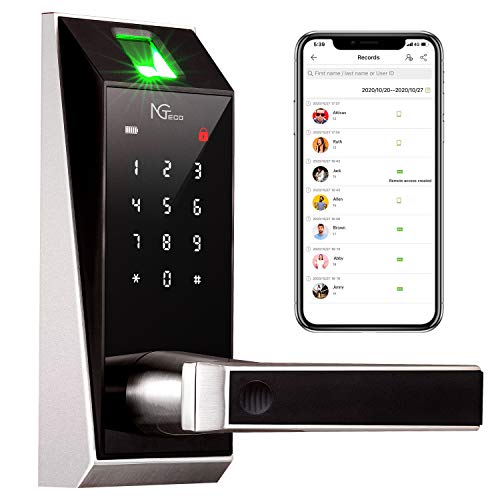 Smart Lock, NGTeco Keyless Entry Door Lock, Coded Electronic Bluetooth with Biometric Fingerprint, Keys,Cards,Keypad Touchscreen,Remote Share, APP Control for Home,Front Door