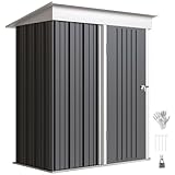 Outsunny Metall Gerätehaus 1,36m² 161 x 95 x 181cm Geräteschuppen mit Pultdach Fundament verstellbare Regale Abschließbarer Tür wetterfest Gartenhaus Outdoor Garten Schuppen für Außenbereich