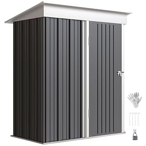 Outsunny Metall Gerätehaus 1, 36m² 161 x 95 x 181cm Geräteschuppen mit Pultdach Fundament verstellbare Regale Abschließbarer Tür wetterfest Gartenhaus Outdoor Garten Schuppen für Außenbereich