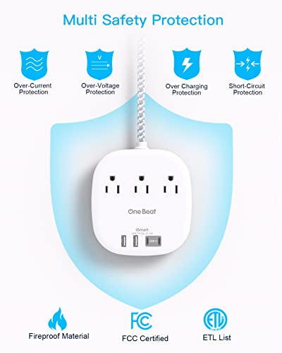 Travel Essentials, 22.5W/4.5A Flat Plug Power Strip, 6 Ft Extension Cord - image 7