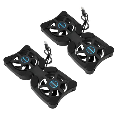 OTOTEC Lot de 2 Mini Ventilateurs pour Ordinateur Portable de 7 à 15 Pouces Tapis de Refroidissement USB Double 19 x 8,7 cm/32,5 x 13 cm Longueur de Ligne 37...