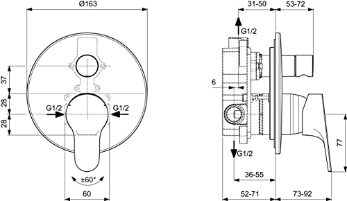 Ideal Standard - Single-Lever Mixer for Built-in Bathtub or Shower, Two-Way, External Parts, Chrome, Chrome-plated, Parti esterne - Image 3