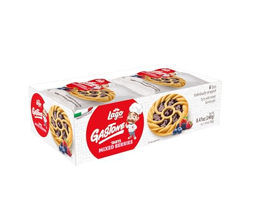 Gastone Lago Crostatine Mixed Berry Tarts, 1.41 oz (6 Count) - Italian Shortcrust Pastry with Sweet Mixed Berry Filling, Individually Wrapped Snack Cakes