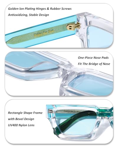 Image of Roneyee Rectangle Sunglasses Men Women Trendy Retro Sunglass UV Protection Fashion Acetate Stylish Square