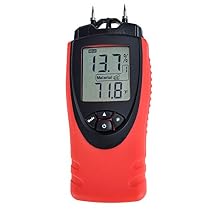 eH710T Moisture Meter by ennoLogic Digital LCD Pin Type with 7 Material Settings for Wood, Cement, Mortar, Brick, Drywall, Carpet Backlight, Hold, Max/Min, Air Temperature, and Holster