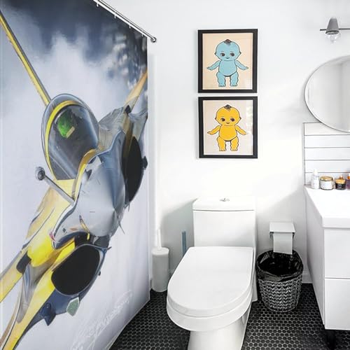 Rideau de douche imperméable lavable en machine à motif avion