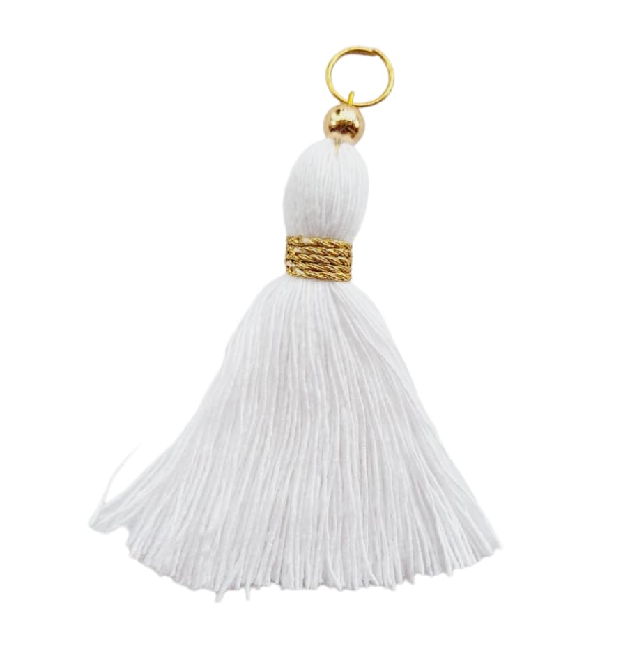 Image of Zippy Flora Micro 1.5 inch Length Cotton Handmade Tassels for Saree /Blouse /Dupatta /DIY /Decor (Pack of 12) (White)