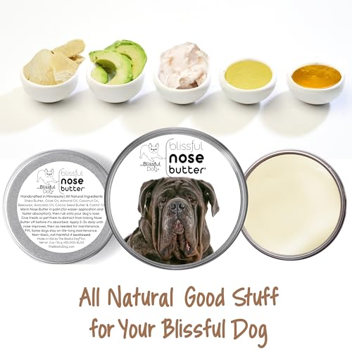 Image of The Blissful Dog Neapolitan Mastiff Nose Butter for Dry, Cracked Skin, Lick-Safe Dog Nose Balm with Moisturizing Shea Butter, Almond, Olive, and Essential Oils, Pet Supplies, Uncented, 2 oz.